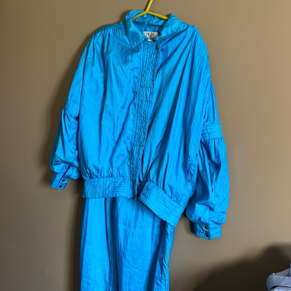 😄90’s Lighter greenish Blue 2 Piece Wind suit Jogger